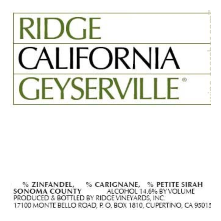 Ridge, Geyserville, Alexander Valley
