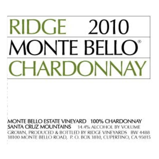 Ridge, Monte Bello Chardonnay, Santa Cruz Mountains