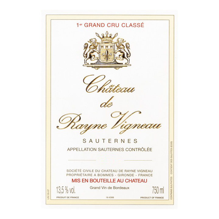Chateau de Rayne Vigneau Premier Cru Classe, Sauternes